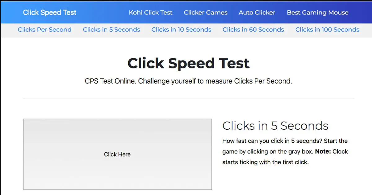 Click speed test - CPS Test Online